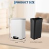 Stainless Steel Trash Can with Soft-Close Lid & Removable Inner Bucket for Bathroom, Kitchen Bedroom - 2 of 4