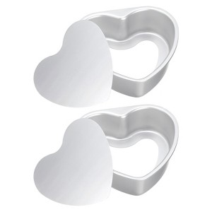 Unique Bargains Aluminum Nonstick Heart Shaped Removable Bottom Cake Pan 2 Pcs - 1 of 4