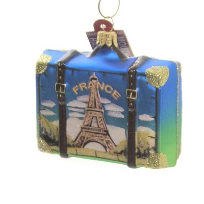 Holiday Ornaments 2.75" France Suitcase Travel Vacation  -  Tree Ornaments