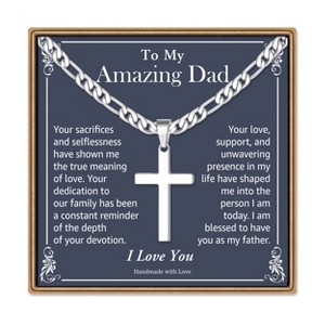 Turandoss Silver Cross Necklace for Men Boys, Birthday, Halloween, Christmas, New Year, Graduation, Father's Day Gifts for Boy Men Son Dad, 20In - 1 of 4