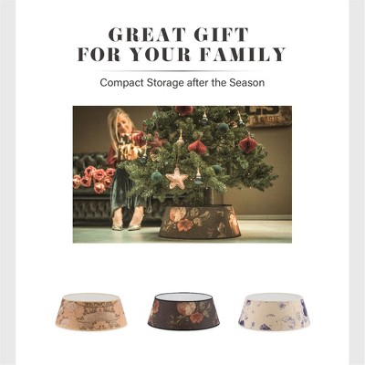 Medium Blue and White Floral Canvas Christmas Tree Collar