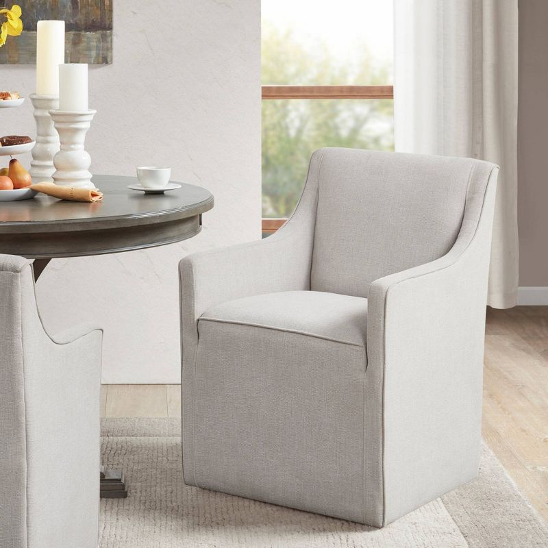 Madison Park Hamilton Slipcover Dining Arm Chair with Casters, 2 of 10