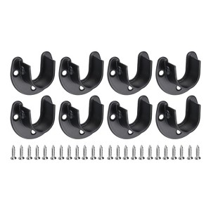 Unique Bargains Stainless Steel Closet U-Shaped Open Type Wardrobe Holder Rod Brackets 8 Pcs - 1 of 3