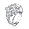 Guili Rhodium-Plated Sterling Silver Ring with Triple Split Shank, featuring Clear Baguette & Round CZ in a bold yet elegant design, sizes 6-8. - 2 of 2