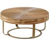 Airsurfer Modern Round Coffee Table with Wooden Carving Pattern and Metal Legs, Black Design for Living Room, Reception Room, Office - 4 of 4