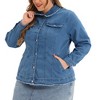 Agnes Orinda Women's Plus Size Classic Denim Frayed Washed Jean Jackets - 2 of 4
