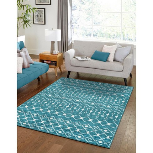 Unique Loom 7' 10 X 10' 0 Alaoui Geometric Trellis Turquoise Area Rug ...