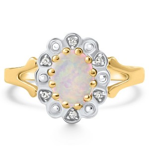 Pompeii3 Oval Opal & Diamond Yellow Gold Ring - Size 6.5 - 1 of 3