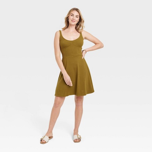 Women's Corset Knit Dress - Universal Thread™ Green S : Target