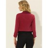 INSPIRE CHIC Women's Regular Fit Notched Lapel Ruched Sleeve Business Crop Blazer - 3 of 4