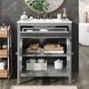 NicBex 30" Freestanding Vanity with Textured Glass Door, Compact Bathroom Vanity with Ceramic Sink, Equipped with Adjustable Shelf and Tip-Out Tray - 2 of 4