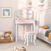 Costway 2 in 1  Kids Vanity Table and Chair Set with Drawer &Detachable Tri-Folding Mirror and Stool for Toddlers & Kids Pink/Blue - 2 of 4