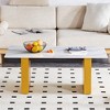 FURNIinspire Coffee Tables Modern Minimalist Coffee Table Dining Table, Coffee Table With Golden MDF Decorative Columns, White And Gold, 43"*24"*17" - 2 of 3