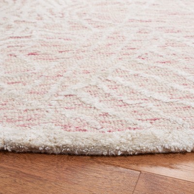 Handmade Pink and Ivory Wool Tufted 8' x 10' Rug