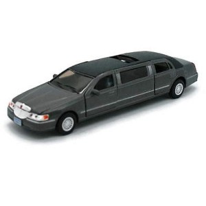 KiNSMART 1999 Lincoln Town Car Black Stretch Limousine 7Inch 1:38 Scale Die Cast Metal Model Limo Toy - 1 of 2