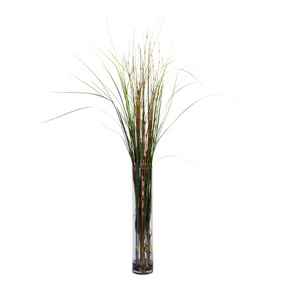 Nearly Natural Grass & Bamboo with Cylinder Silk Plant