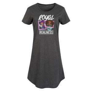 Women's LOL Surprise! Royal Realness Graphic T-shirt Dress - Heather Charcoal - Large - 1 of 4
