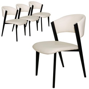 LeisureMod Upholstered Dining Chair in Leather with Black Iron Frame and Legs Aspen Series Set of 4 - 1 of 4
