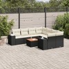 vidaXL Patio Sofa Set with Cushions Outdoor Furniture 9 Piece Poly Rattan - Black and Cream - 2 of 4