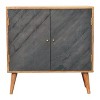 HomeRoots 30" Brown and Gray Solid Wood And Inlaid Slate Accent Cabinet With Two Doors - 4 of 4