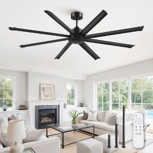 84in Ceiling Fans with Remote Control, Industrial Large Modern Ceiling Fans for Indoor Outdoor, Black - 1 of 4