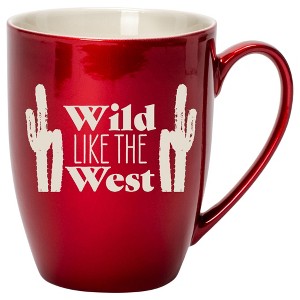 100 North Cactus Design 10 Ounce Cardinal Red Metallic Finish, Comfortably Fits Your Hands, New Bone China Coffee Tea Cup Mug, Wild Like The West - 1 of 1