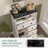 White Storage Cabinet with Doors, 4 Drawers, Adjustable Shelf & Marble Pattern Tabletop - 4 of 4