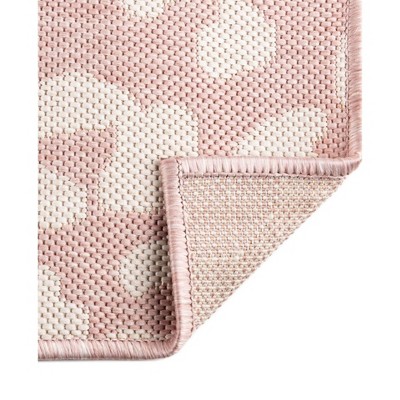 10 ft Square Pink Ivory Synthetic Outdoor Area Rug