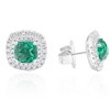 Pompeii3 4Ct Emerald & Lab Created Diamond Cushion Halo Studs 14k White Gold - 2 of 4