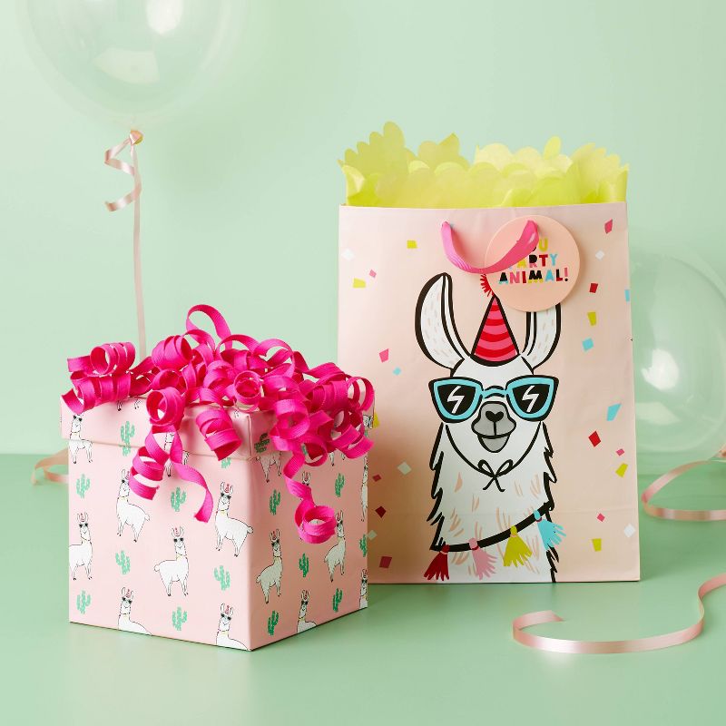 Medium Llama Print Gift Bag Pink - Spritz&#8482;, 2 of 4