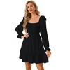 Coolmee Women's Smocked Ruffle Dress Square Neck Long Sleeve Party Dress Cute Wedding Guest Midi Dress - 2 of 4
