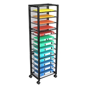 Simple Trending 14 Tier Rolling File Cart, Desk File Organizer with Sliding Trays and Storage Multifunctional Rolling Clutter Cart, Black - 1 of 4