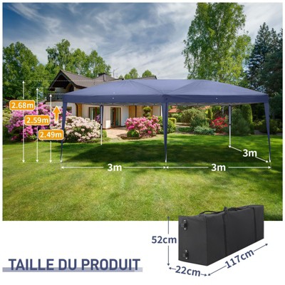 Karl Home | 20 Ft. W x 10 Ft. D Blue Steel Pop-Up Canopy with Four 10 FT. Windows and Two 10 FT. Doors