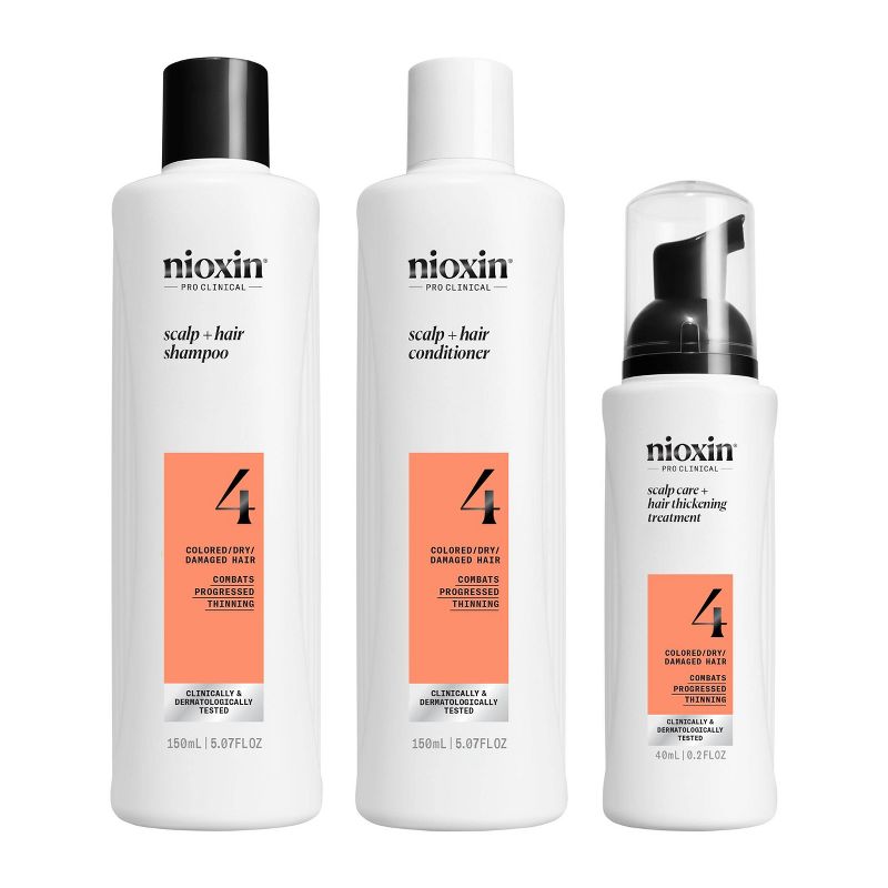 Nioxin System 4 Hair Thickening Colored &#38; Damaged Hair Shampoo &#38; Conditioner Kit - 3ct, 1 of 13