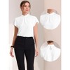 INSPIRE CHIC Women's Mock Neck Pleated Elegant Office Solid Cap Sleeve Blouse - 2 of 4