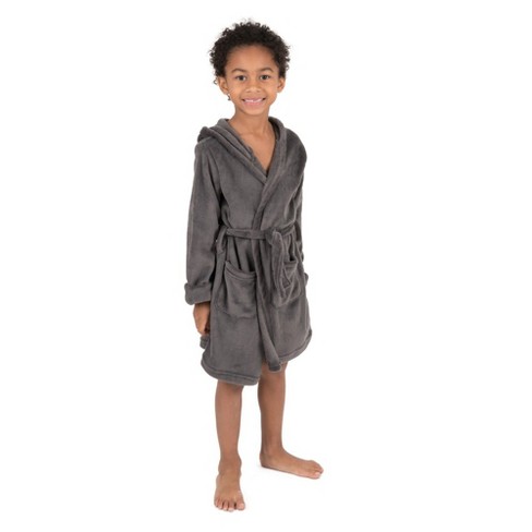 Leveret Kids Fleece Hooded Robe Gray 12 Year : Target