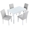 FONTOI Modern Wooden Dining Set with Upholstered Chairs and Crystal Edge Table for Stylish Comfortable Home Dining Spaces, Gray, 45.5"*28.5"*30" - 2 of 4