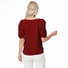 Anna-Kaci Women's Short Puff Sleeve Blouse with Scoop Neckline and Tie Cuff Detail for a Feminine Everyday Look - 4 of 4