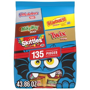 Mars - Skittles, Twix, Starburst, Milky Way & 3 Musketeers Chocolate and Fruity Trick or Treat Halloween Candy Variety Bag - 43.86oz/135ct - 1 of 4