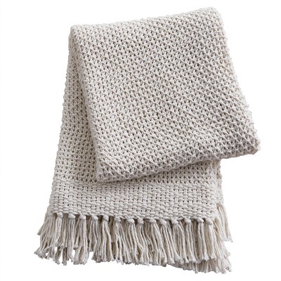 Split P Open Knit Throw - 60'' L - Natural