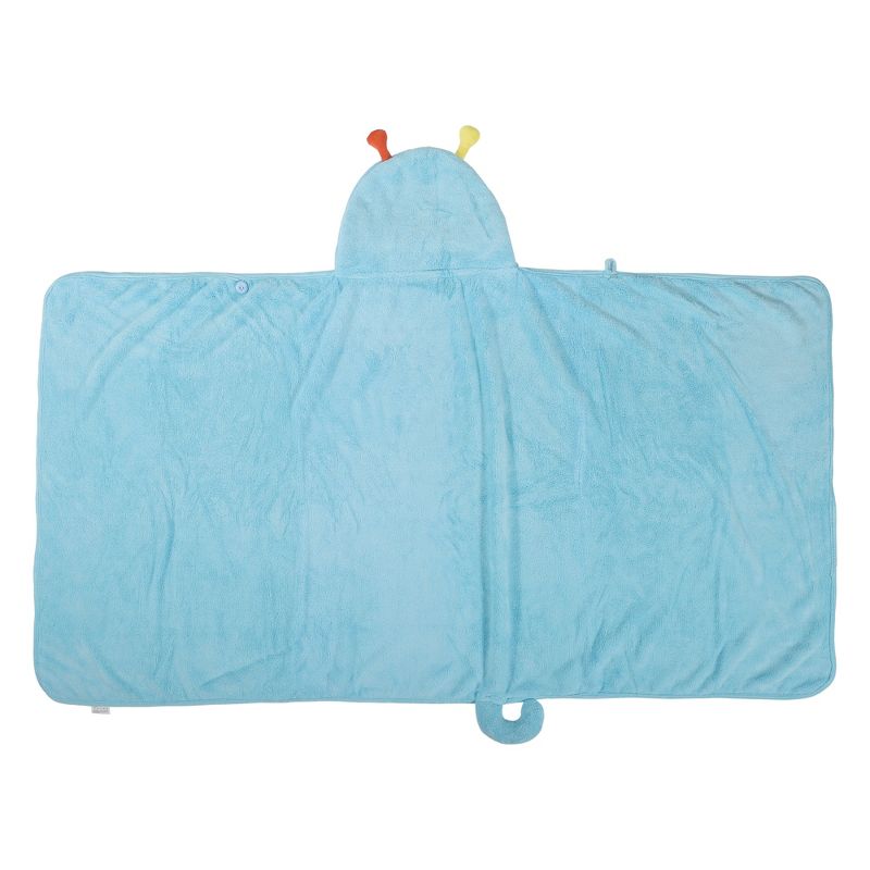 Unique Bargains Soft Absorbent Coral Fleece Hooded Towel for Bathroom Classic Design 53"x31" Light Blue, 5 of 7