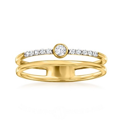Ross-Simons 0.10 ct. t.w. Diamond 2-Row Ring in 14kt Yellow Gold