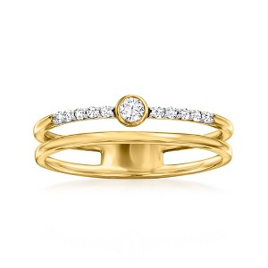 Ross-Simons 0.10 ct. t.w. Diamond 2-Row Ring in 14kt Yellow Gold - 1 of 4