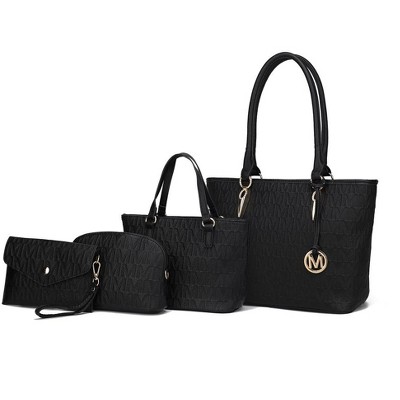 MKF Collection Edelyn Embossed M Signature Vegan Leather Women’s Tote Bag by Mia K – 4 Pcs set