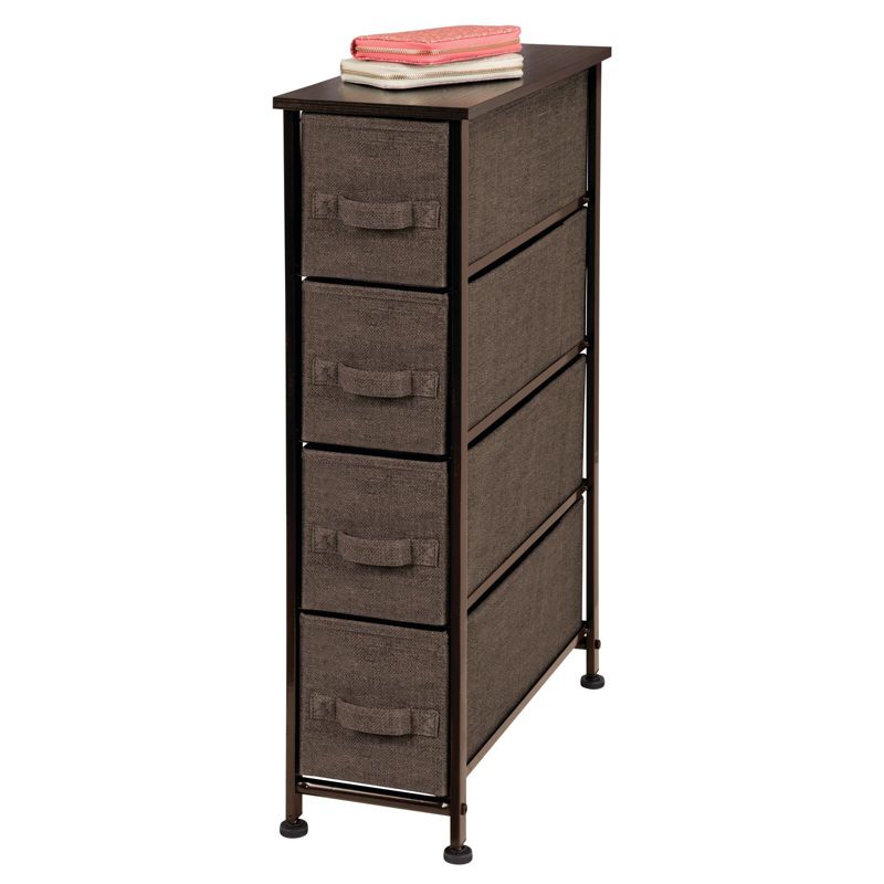 mDesign Narrow Dresser Storage Tower Stand with 4 Fabric Drawers,, 1 of 8