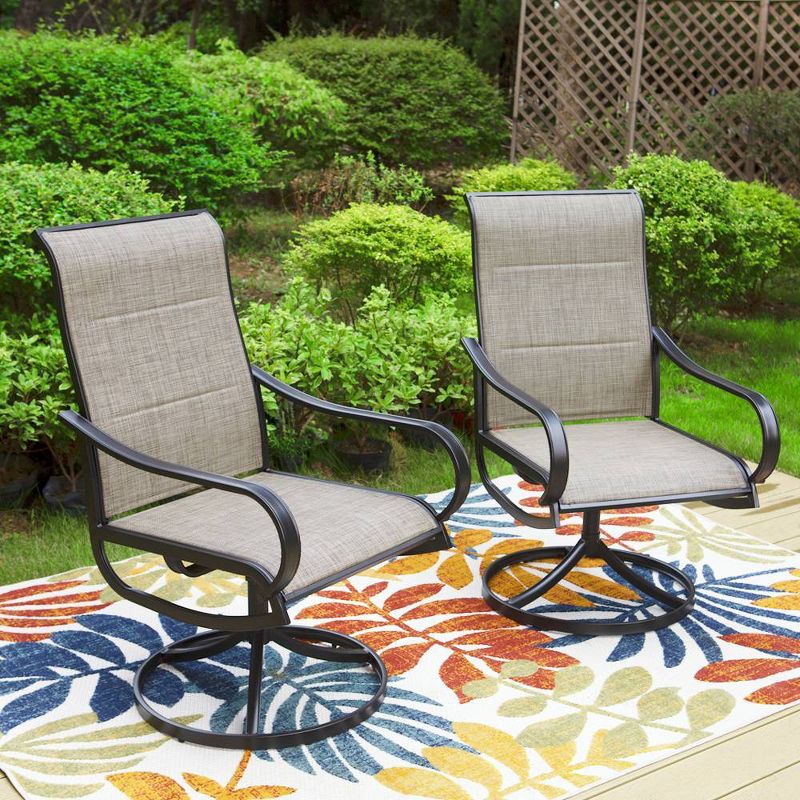 3pc Patio Dining Set with Small Square Table &#38; 360 Swivel Padded Arm Chairs - Captiva Designs, 4 of 14