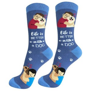 E & S Pet 14.0 Inch Life Is Better With A Dog Socks Happy Tails Crew Socks - 1 of 3
