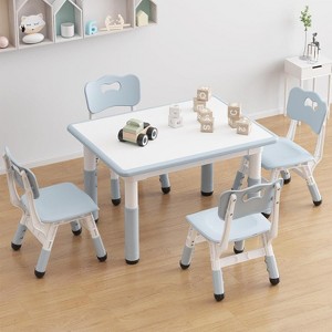 Height Adjustable Kids Table and 4 Chairs Set with Erasable Graffiti Desktop - 1 of 4