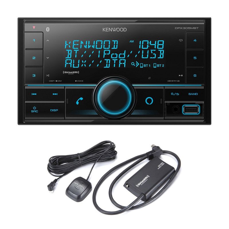 Kenwood DPX305MBT Bluetooth USB Double DIN Digital Media receiver with a Sirius XM SXV300v1 Connect Vehicle Tuner Kit for Satellite Radio, 1 of 6