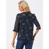 INSPIRE CHIC Women's Round Neck Ruffle 3/4 Sleeve Floral Print Chiffon Blouse - 4 of 4